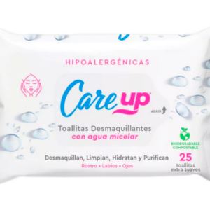 CARE UP TOALLITAS DESMAQUILLANTES - CON AGUA MICELAR 25 UNID./24
